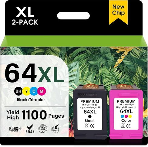 64XL Black and Color Ink Cartridge Combo Pack Replacement for HP 64XL Ink in Saudi Arabia
