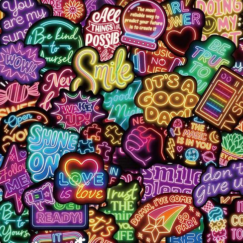 100 Pcs Motivational Inspirational Stickers Positive Affirmation Neon in Saudi Arabia