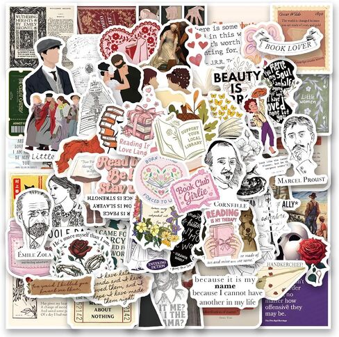 118pcs Literature Stickers Bulk for Laptop, Water Bottle - Writing, Reading, Poetry Stickers - Literary Gifts for Book Lovers, Literature Party Supplies- Gift for Women & Men in Saudi Arabia
