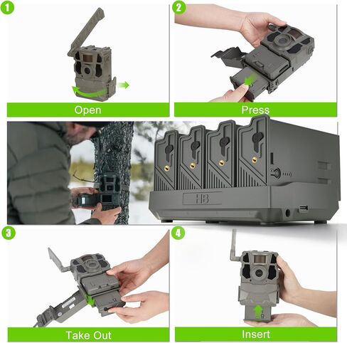 4 Pack Rechargeable New Reveal Camera Battery with 4 Port Battery Charger in Kuwait
