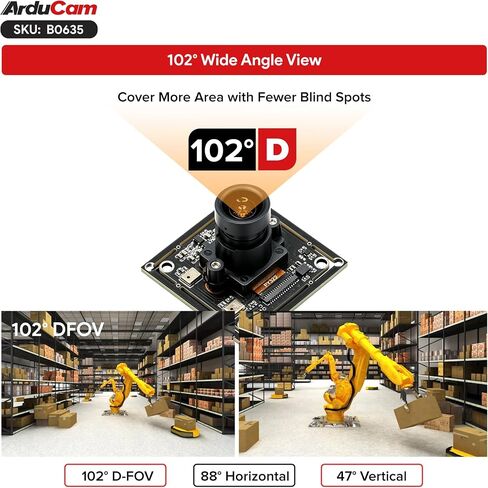 Arducam 1080P Ultra Low Light USB Camera Module, 102°Wide Angle UVC Webcam in Saudi Arabia