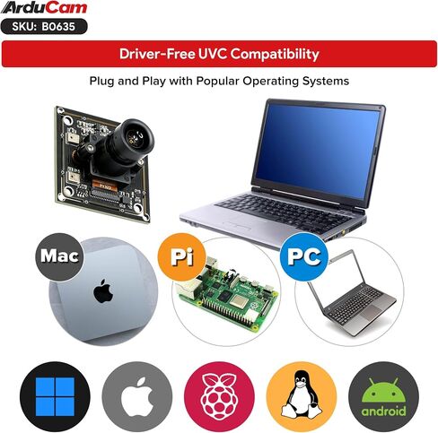 Arducam 1080P Ultra Low Light USB Camera Module, 102°Wide Angle UVC Webcam in Saudi Arabia