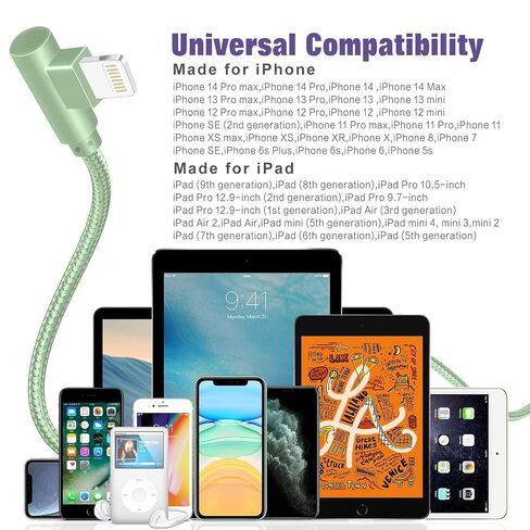 iPhone Charger,3 Pack 6FT Lightning Cable [Apple MFi Certified] 90 Degree in Kuwait