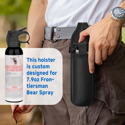 Xxerciz Spray Holster Compatible with Frontiersman 7.9oz Canisters, Portable Nylon Pouch Holder with Metal Carabiner and Belt Loop for Hunting, Camping in Kuwait