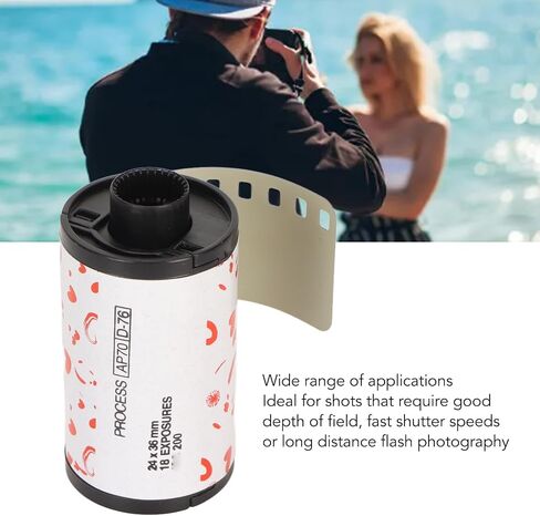 Black White Print Film 35mm, Black and White Negative Film for 135 Camera, 200 ISO Fine Grain 18 Exposure Roll with Storage Box for Analog Photography Enthusiasts in Saudi Arabia