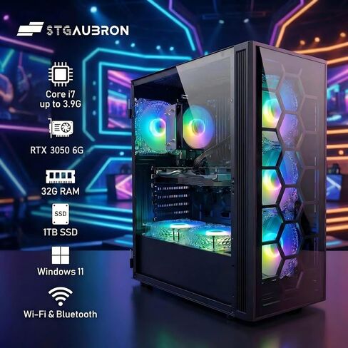 STGAubron Gaming PC Desktop,Core I7,RTX 3050 6G,32G RAM,1TB SSD in Saudi Arabia