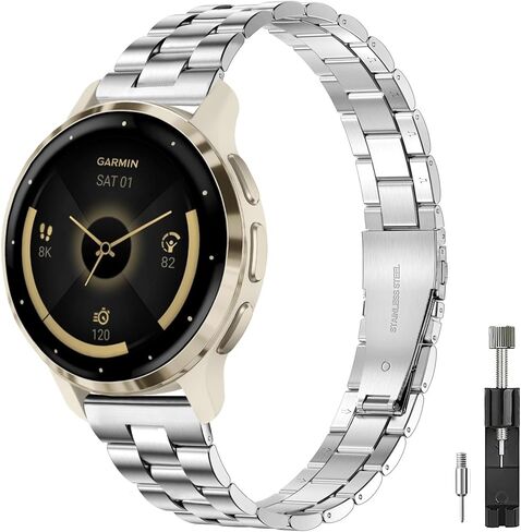 18mm Slim Metal Watch Bands Compatible with Garmin Venu 3S /Venu 4 41mm/Venu 2S/Vivoactive 4s, Stainless Steel Dressy Thin Chain Strap for Forerunner 265S/255S Music Women in Kuwait