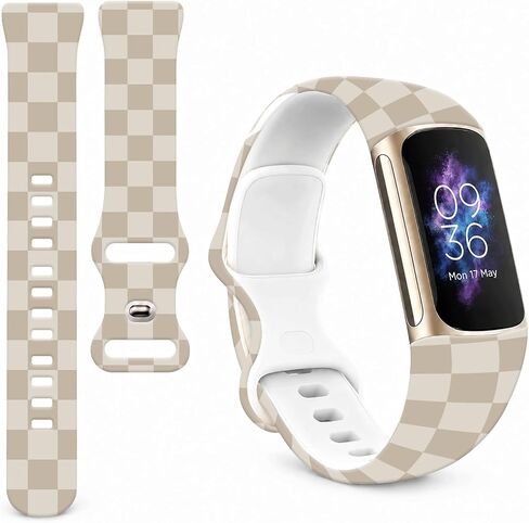 Compatible with Fitbit Charge 6/5 Bands,Maillard & Dopamine Aesthetic Soft Silicone Metal-Free Skin-Friendly Strap,Coquette Style Pattern Wristband for Women Men in Saudi Arabia