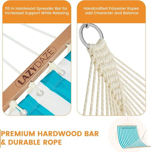 Lazy Daze Double Quilted Hammock with Pillow and Carabiners, Sailor Stripe in Saudi Arabia