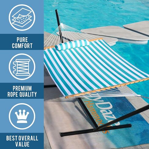 Lazy Daze Double Quilted Hammock with Pillow and Carabiners, Sailor Stripe in Saudi Arabia
