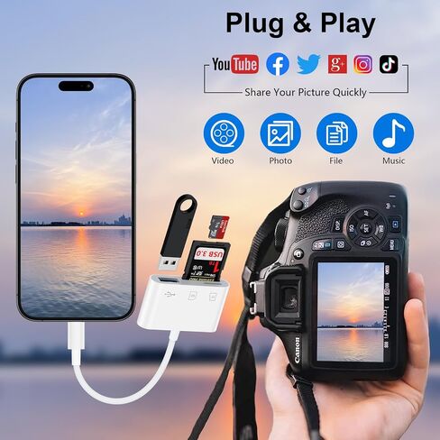 USB Type C Micro SD Card Reader 3 in 1 for iPhone 17 16 15 Pro Max/17 16e in Kuwait