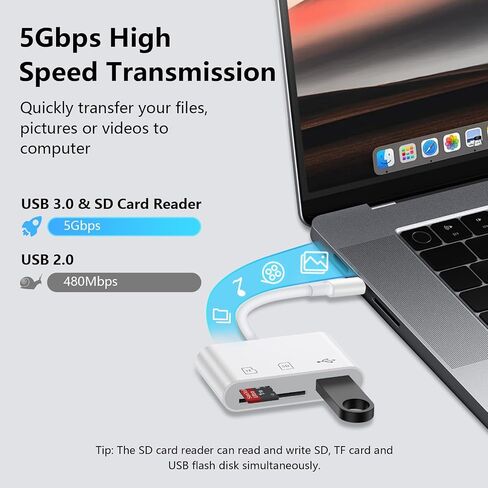USB Type C Micro SD Card Reader 3 in 1 for iPhone 17 16 15 Pro Max/17 16e in Kuwait