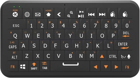 Mini Keyboard with Bluetooth 5.0 and 2.4G Dual Mode, Gyroscopic Motion Mouse, 64 Keys, RGB Backlight, Rechargeable, Type-C, for Win/iOS/Android (Black) in Kuwait