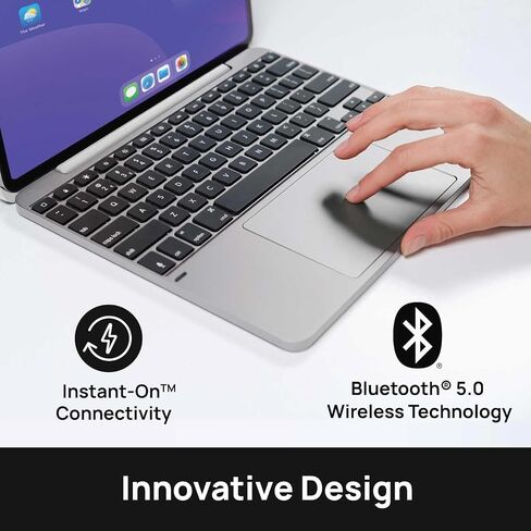 Brydge 12.9 MAX+ Wireless Keyboard Case with Multi-Touch Trackpad for iPad Pro 12.9" & iPad Air 13", White Magnetic SnapFit Case, Silver Keyboard in Kuwait