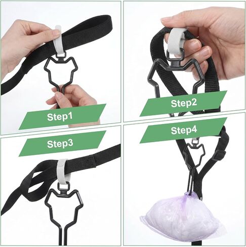 Dog Poop Bag Holder 4 Pack, Reusable Leash Clip - Black in Saudi Arabia