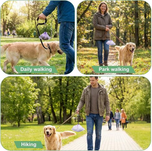Dog Poop Bag Holder 4 Pack, Reusable Leash Clip - Black in Saudi Arabia