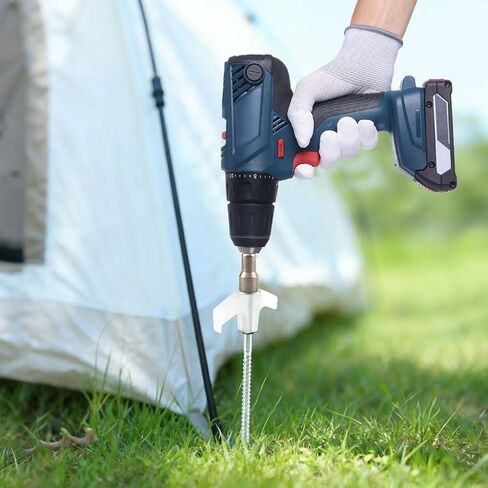 20 Pack Screw-in Tent Stakes, 8-Inch Heavy-Duty Metal Ground Pegs with Hex Head Driver, Spike Puller and Protective Caps, Storage Bag and Box Included, for Camping, Gardening, Glow in the Dark in Saudi Arabia