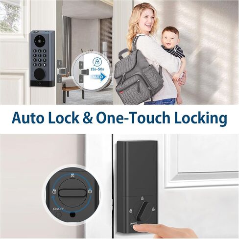 Smart Lock with Camera & Video Doorbell eLinksmart Keyless Entry Deadbolt with PIR Motion Detection, Built-in WiFi No Hub, Fingerprint Keypad Tuya App Alexa, 365-Day Battery, for Front Door in Kuwait