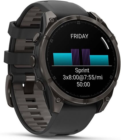 Garmin Fenix 8 47mm AMOLED Sapphire Multisport GPS Smartwatch, Carbon Gray Titanium with Black Silicone Band, 010-02904-20 - Bundle w/Deco Essentials 26-Month CPS Plan in Saudi Arabia