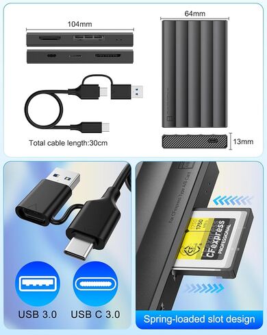CFexpress Type A/B Card Reader, 4-in-1 10Gbps Reader for UHS-II SD microSD in Saudi Arabia