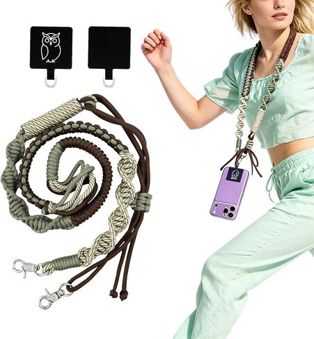 CYD Adjustable Phone Lanyard Crossbody, Handmade Nylon Braided Phone Strap, Universal Phone Shoulder Strap with Tether Tab in Saudi Arabia