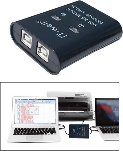 USB Printer Sharing Device Portable Out Stable Converter KVM Switch Splitter Converter Hub, Black, 60 x 70 x 20mm in Kuwait