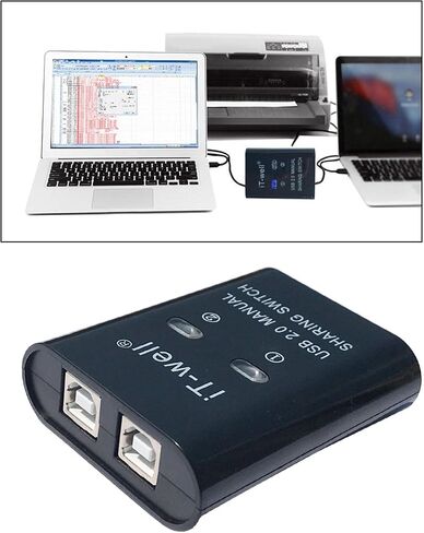 USB Printer Sharing Device Portable Out Stable Converter KVM Switch Splitter Converter Hub, Black, 60 x 70 x 20mm in Kuwait