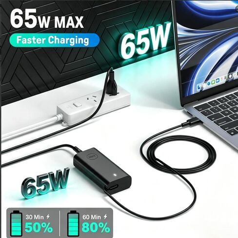 65W USB-C Charger Compatible with Dell Latitude 5420 5520 7420 7430 in Saudi Arabia