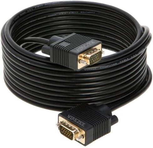 VGA Cable SVGA Super Video Cord Male 15 PIN Wire Monitor 3ft, 6ft,10ft, 15ft, 25ft, 30ft, 50ft, 100ft (15FT) in Kuwait