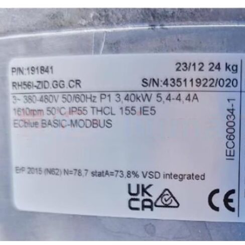 RH56I-ZID.GG.CR 380-480V 5.4-4.4A 3.40W 1610RPM Cooling Fan 560mm in Kuwait