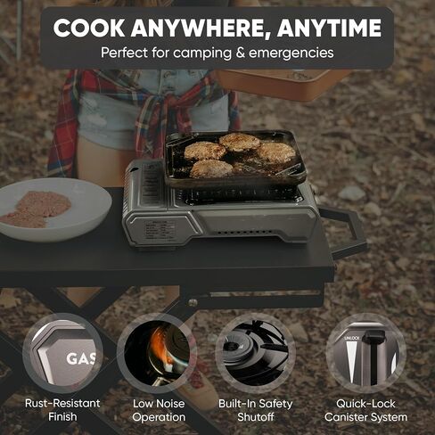 GasOne GS-5900A 15,000 BTU Portable Butane Camping Stove with Heavy Duty Case: Automatic Ignition, High Output, Precise Heat Control - Camping & Tailgating and Outdoor Cooking in Kuwait