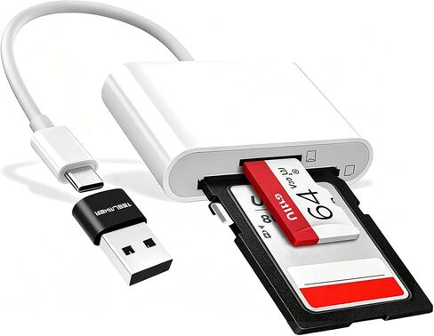 USB C SD Card Reader 2-in-1, Type C SD Card Reader Memory Card Reader for iPhone 17 16 15 iPad Pro Air MacBook Pro/Air iMac USB C Phone Tablet, Plug and Play in Kuwait