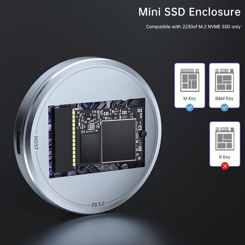 حاوية SSD مغناطيسية M.2 2230 NVME - سعة تخزين تصل إلى 4 تيرابايت، وحدة تخزين خارجية لجهاز iPhone 15/16 Pro Max، ومحول USB C 3.2 Gen2 بسرعة 10 جيجابت في الثانية إلى NVMe، حافظة SSD خارجية من الألومنيوم لأجهزة iPhone وMacBook وiPad in Kuwait