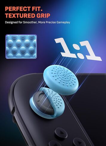 Mumba Thumb Grips for Nintendo Switch 2 with Storage Box, 3 Pairs (6pcs) Anti-Slip Joystick Caps, Ergonomic Design for Enhanced Grip & Precision Control, Accessories for Joy-Con, Blue/Light Red in Kuwait