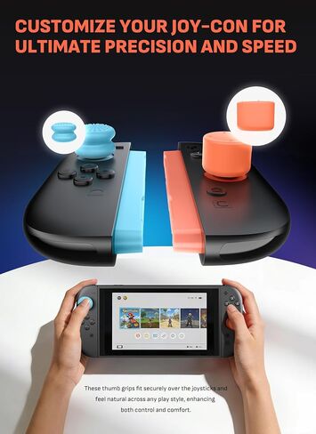 Mumba Thumb Grips for Nintendo Switch 2 with Storage Box, 3 Pairs (6pcs) Anti-Slip Joystick Caps, Ergonomic Design for Enhanced Grip & Precision Control, Accessories for Joy-Con, Blue/Light Red in Kuwait