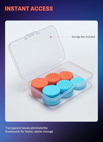 Mumba Thumb Grips for Nintendo Switch 2 with Storage Box, 3 Pairs (6pcs) Anti-Slip Joystick Caps, Ergonomic Design for Enhanced Grip & Precision Control, Accessories for Joy-Con, Blue/Light Red in Kuwait