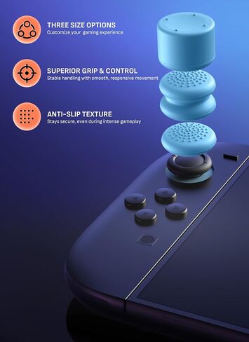 Mumba Thumb Grips for Nintendo Switch 2 with Storage Box, 3 Pairs (6pcs) Anti-Slip Joystick Caps, Ergonomic Design for Enhanced Grip & Precision Control, Accessories for Joy-Con, Blue/Light Red in Kuwait