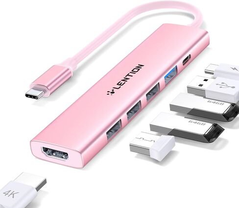 LENTION 7 في 1 USB C Hub، 4K@60 هرتز HDMI، 100 واط PD، قارئ بطاقات، USB 3.0 و2.0 in Kuwait