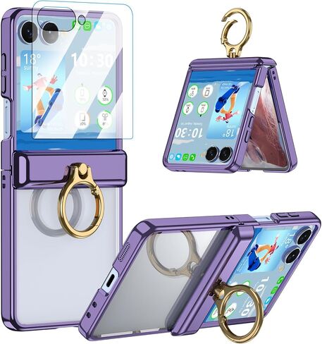 جراب مصمم لهاتف Samsung Galaxy Z Flip 7 مع حامل حلقي باللون الأزرق الشفاف in Kuwait