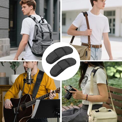 2 Pcs Black Shoulder Strap Pad,Universal Extra Thick Replacement Shoulder Strap Pad, Removable Fastener Cushions for Backpack Satchel Guitar Strap,Black Ergonomic Design for Comfortable Carrying in Saudi Arabia