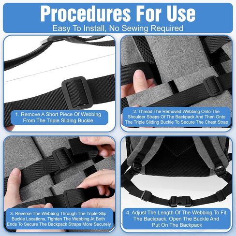 2Pcs Backpack Chest Strap Add on- Adjustable Sternum Straps for Backpacks in Kuwait