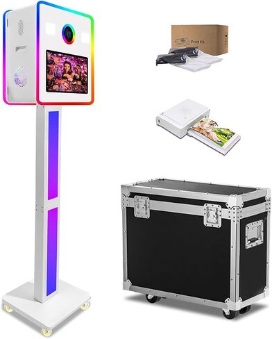Photo Booth Machine with Double-Sided Shooting and Touchscreen Controls Operation,RGB Light and Built-in Mini PC for Wedding Party Events Rental (Photo Booth Machine) in Saudi Arabia