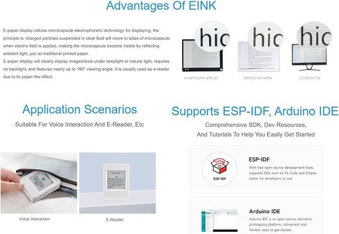 ESP32-S3 1.54inch E-Paper AIoT Development Board, Black/White EINK Display 200 × 200 Resolution, Supports 2.4GHz Wi-Fi and BLE 5, Supports AI Speech Interaction and DIY Creative Function, etc. in Saudi Arabia