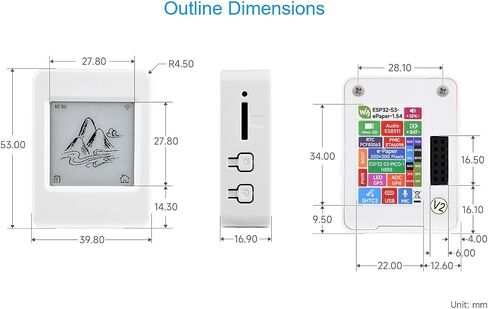 ESP32-S3 1.54inch E-Paper AIoT Development Board, Black/White EINK Display 200 × 200 Resolution, Supports 2.4GHz Wi-Fi and BLE 5, Supports AI Speech Interaction and DIY Creative Function, etc. in Saudi Arabia