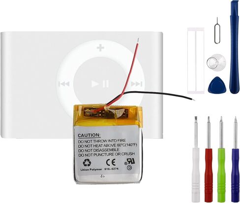 616-0274 3.7V 100mAh Battery, Compatible with iPod Shuffle G2 1GB, G3 MP3 Player,Comes with a Battery Installation Tool in Kuwait