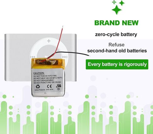 616-0274 3.7V 100mAh Battery, Compatible with iPod Shuffle G2 1GB, G3 MP3 Player,Comes with a Battery Installation Tool in Kuwait