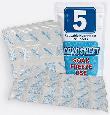 ThermaFreeze Cryosheet 5-Pack صفائح الثلج الجاف للمبردات: عبوات مسطحة للشحن، قابلة لإعادة الاستخدام للمبردات وآلام المفاصل، السفن جافة ومسطحة، فقط تعمل تحت الماء، Hielo Seco، 9 بوصة × 16.5 بوصة 5 عبوات in Kuwait