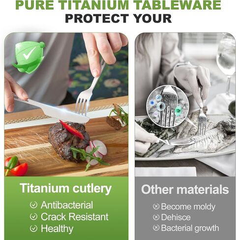 Pure Titanium Travel Utensils with Case, Ultra-Light Ti Portable Champing Essential Cutlery Set, Knife Fork Spoon Reusable Flatware Sets for Camping Picnic Outdoor Hiking, Lunch Box for Men in Kuwait
