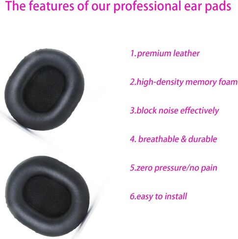 Replacement Earpads for Audio-Technica M50X ATH MSR7 M40X Headphones -Black in Saudi Arabia