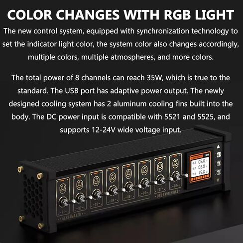 8 Port USB Docking Station, 8 Ports USB C Splitter, 1.54-inch IPS Color Screen, 10 Levels Brightness Adjustment, 8-Way Switch Total, Voice Control Function, for Phones, Tablets, and Gadgets in Kuwait